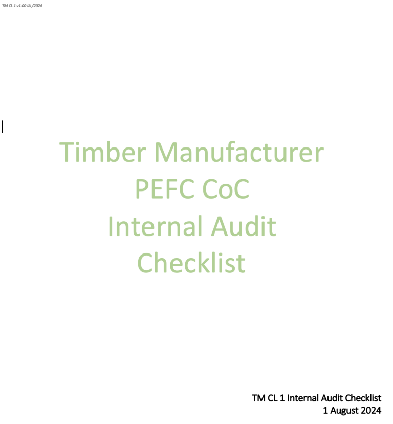Internal audit checklist front cover. Created by TimberChain